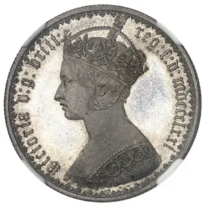 イギリス ゴシックフローリン銀貨 ヴィクトリア女王 | ウィリアム・ワイオン 1871年 NGC PF64+