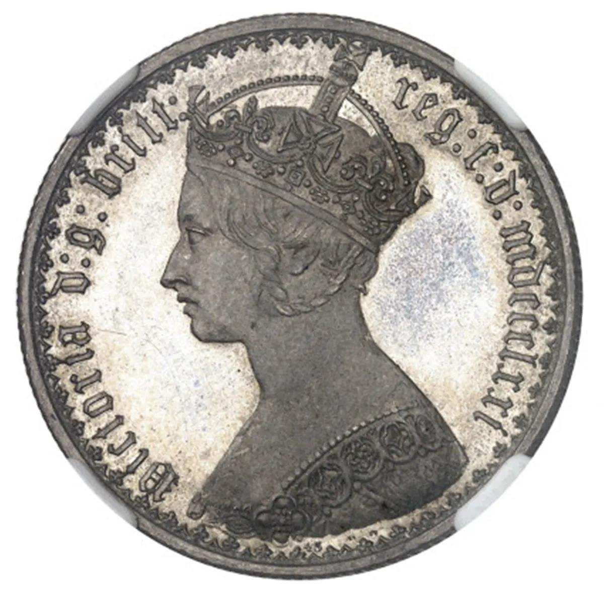 イギリス ゴシックフローリン銀貨 ヴィクトリア女王 | ウィリアム・ワイオン 1871年 NGC PF64+