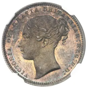 イギリス シリング銀貨 ヴィクトリア女王 1871 プルーフ / PLAIN EDGE / NGC PF65+
