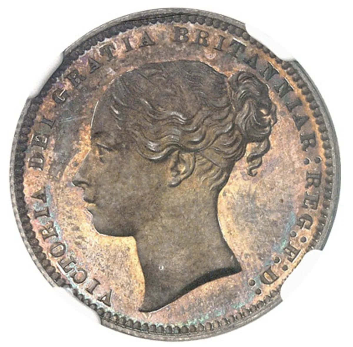 イギリス シリング銀貨 ヴィクトリア女王 1871 プルーフ / PLAIN EDGE / NGC PF65+