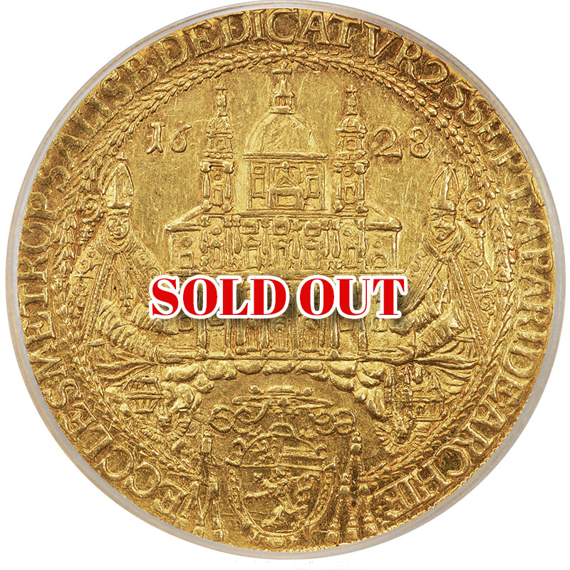 オーストリア ザルツブルク 10ダカット金貨 聖ルペルト大聖堂奉献記念 1628年 PCGS MS61【Top Pop】