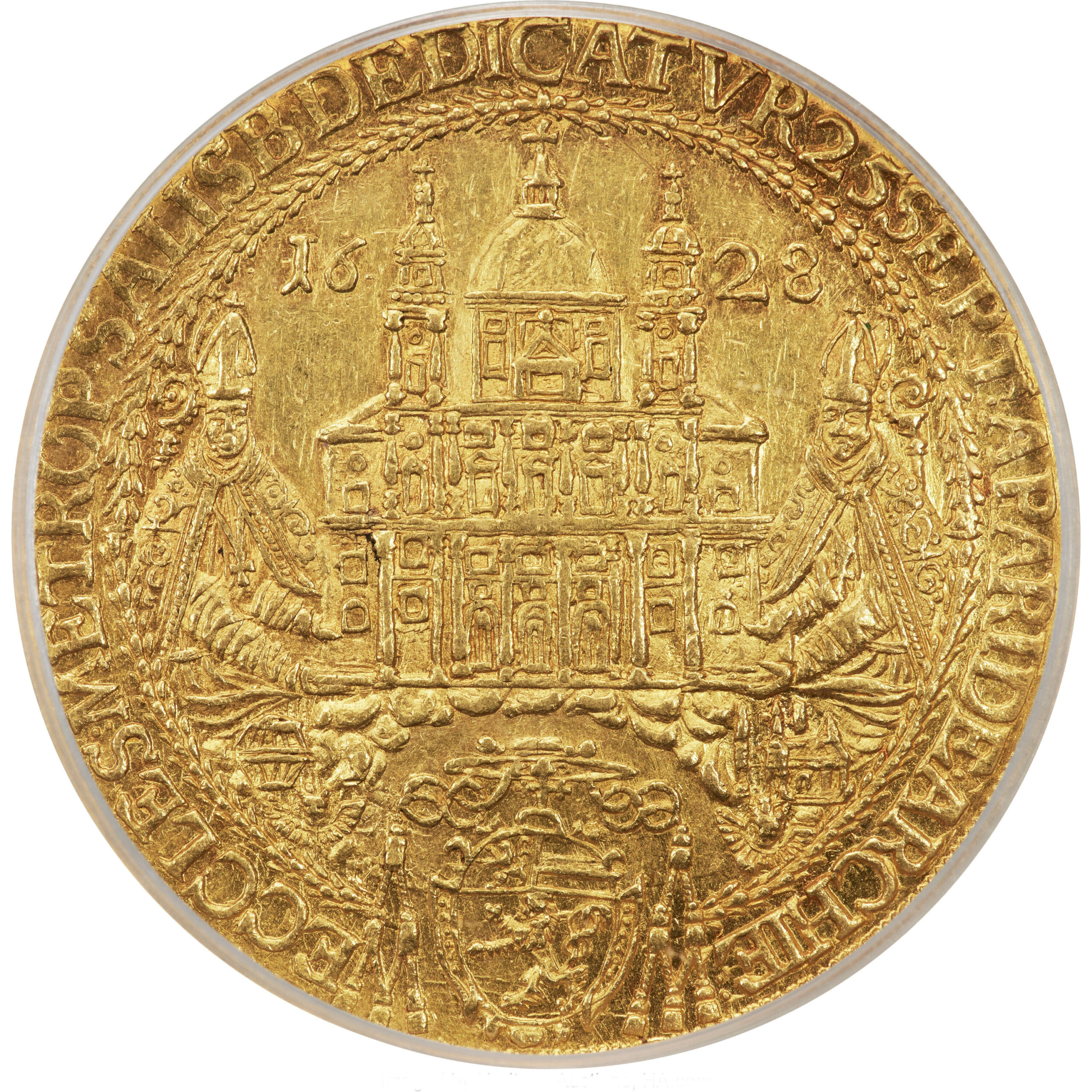 オーストリア ザルツブルク 10ダカット金貨 聖ルペルト大聖堂奉献記念 1628年 PCGS MS61【Top Pop】
