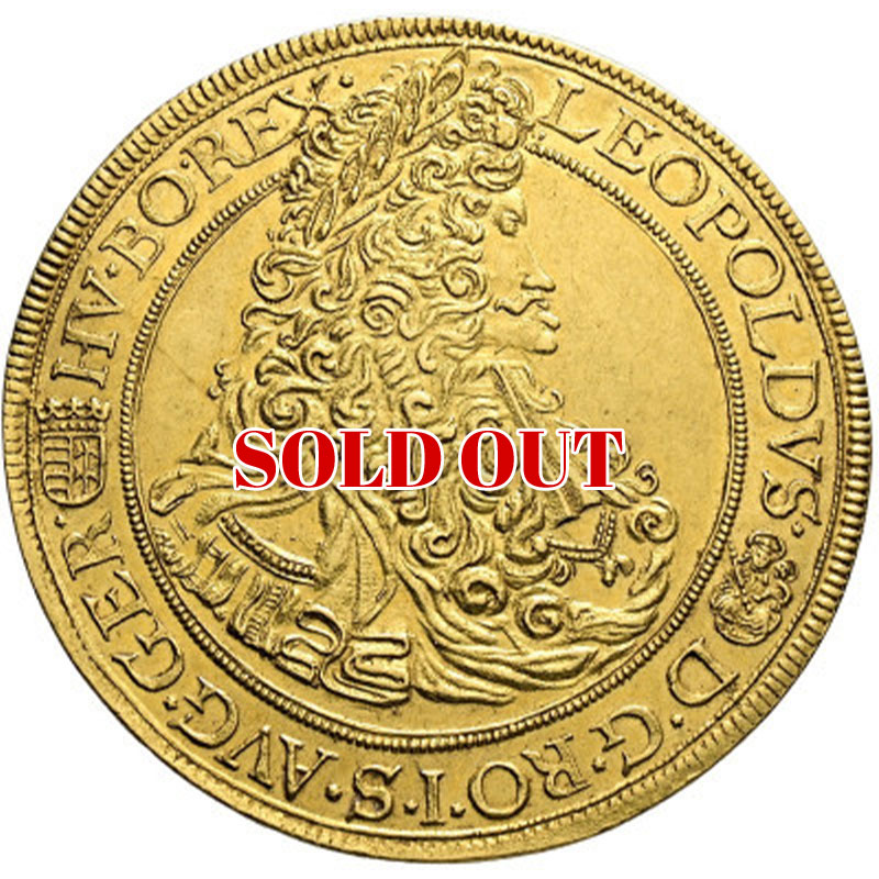 ハンガリー王国 レオポルト1世 1703/2年 5ダカット金貨 Nagybánya造幣局 “CROWN DIVIDES DATE” NGC MS62+ Ex Newcomer Collection / The Traveller Collection