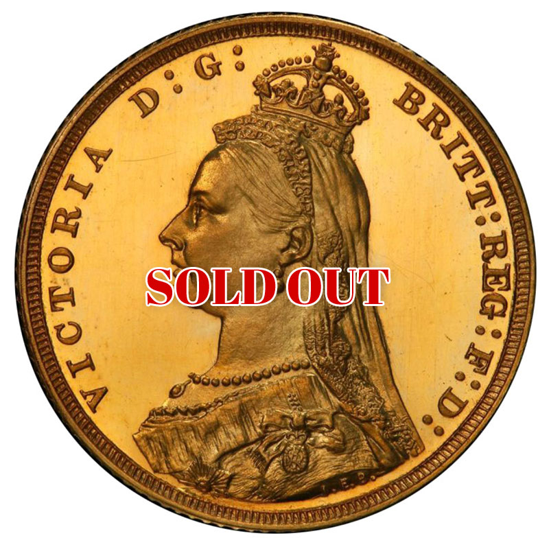 【R7】1891年 イギリス ヴィクトリア女王 ジュビリー・プルーフ・ソブリン ロングテール初出 PCGS PR65+ DCAM Single Finest /