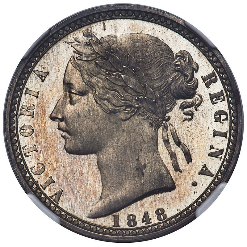【R2】1848年 ヴィクトリア女王 シルバー・パターン・フローリン Royal Cypher Pattern NGC PF66（Top Pop）