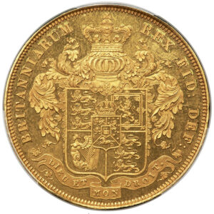 【R6】1825年 ジョージ4世 リバース単面（Uniface Rev）パターン・プルーフ バートンズ・メタル クラウン PCGS PR64 Top Pop ESC-2334